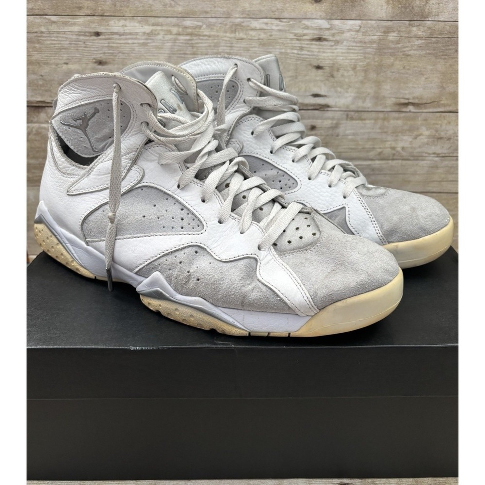 NIKE AIR JORDAN 7 RETRO WHITE-METALLIC SILVER SZ 12‎ (304775-120]